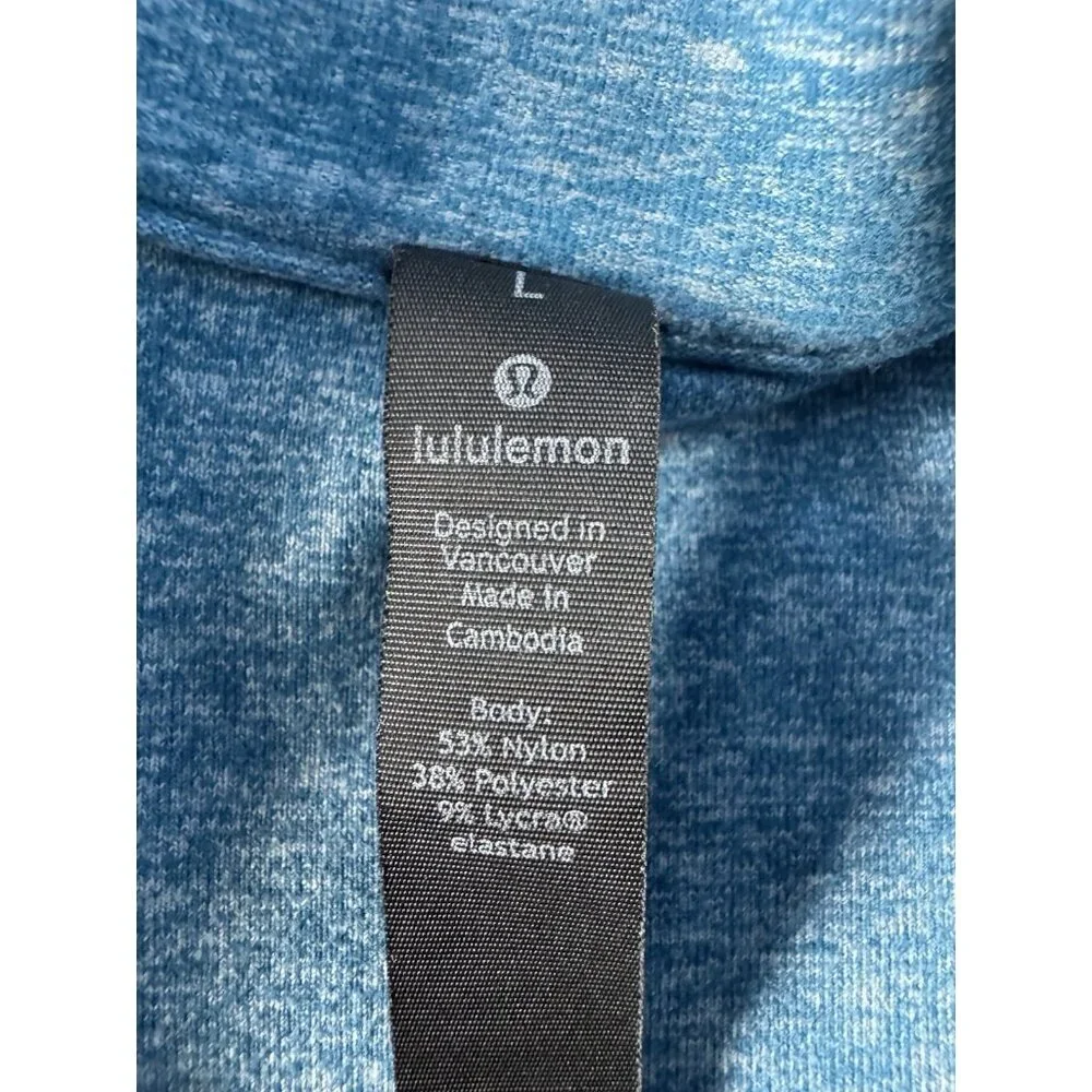 Lululemon Men's Sz L Surge Warm 1/2 Zip Heather Blue Athletic Pullover - Picture 5 of 9